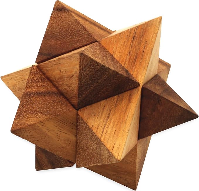 BSIRI Adults Games Gifts Wooden Star Cube Puzzle Game Brain Teasers of the Logic Game Adults Seniors and Teen to Challenge Puzzles for Fun Entertaining Things and Fun Tools of Parents