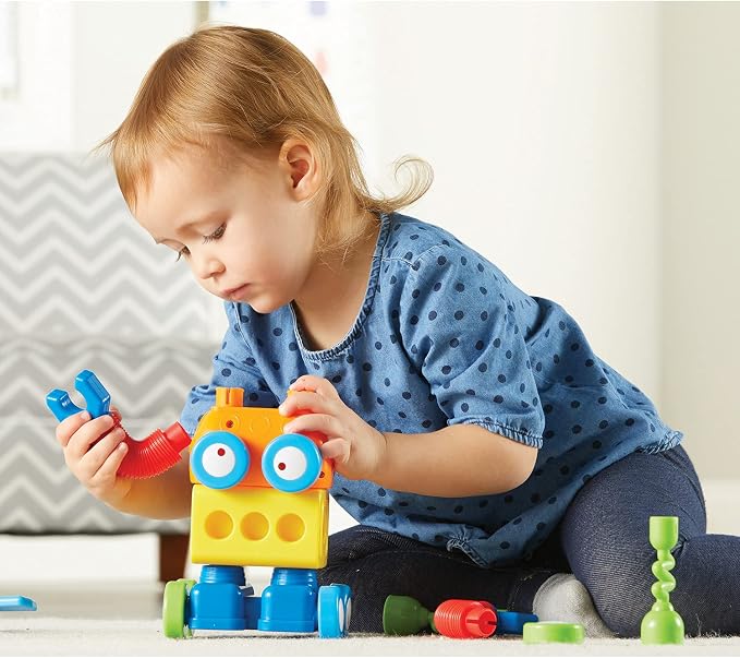 Learning Resources 1-2-3 Build It Robot Factory - Building Robots for Kids, Robot STEM Toys, Kids Engineering Toys, Toddler STEM Activity, Robots Building Kit