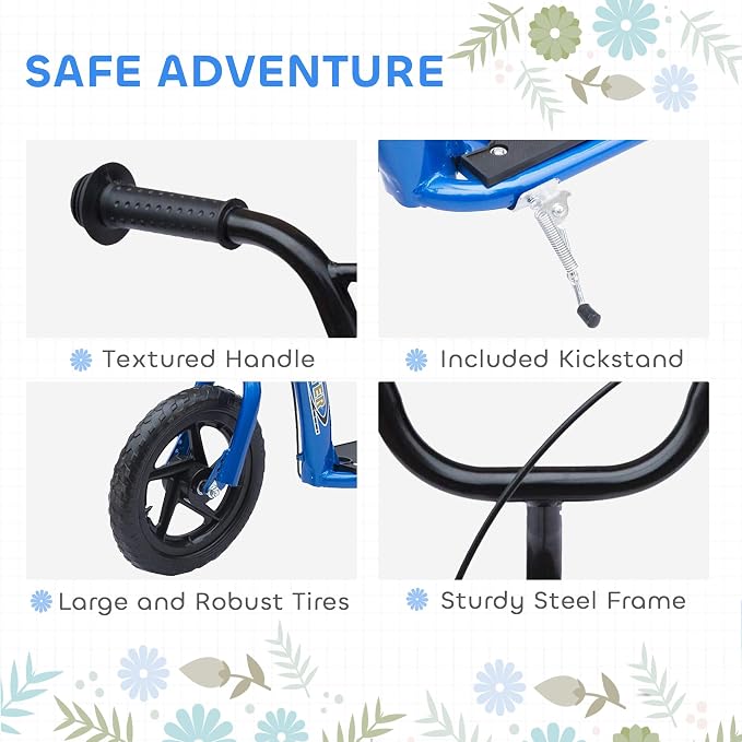 HOMCOM Kick Scooter for Kids 5-12 Years Old, Big Wheel Kids Scooter with Adjustable Height Handlebar, 12" EVA Tyres, Non-Slip Footplate, Rear Brake