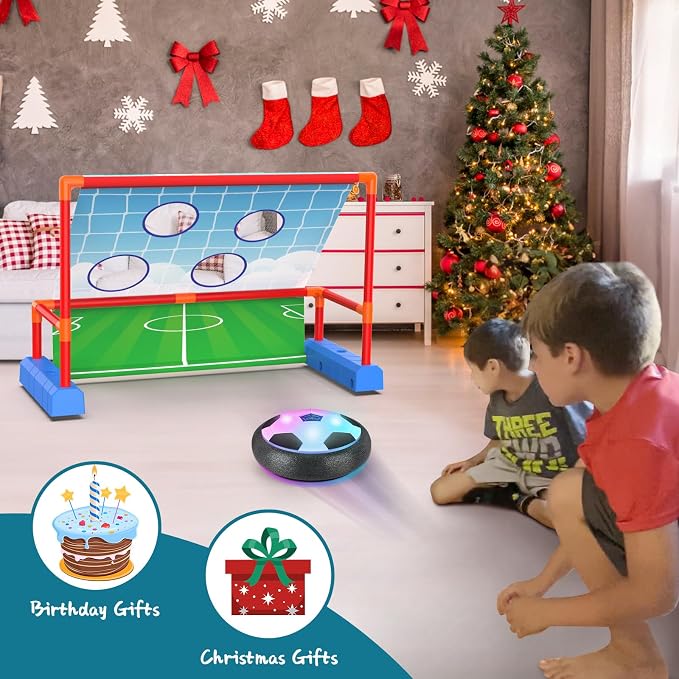 Ocditikl 2-in-1 Moving Kick Toss Games for Kids Ages 4-12, Light Up Hover Soccer Ball with Animal Bean Bag Toss, Indoor Outdoor Birthday Toys for 4 5 6 7 8 9 10 11 12 Year Old Boys Girls