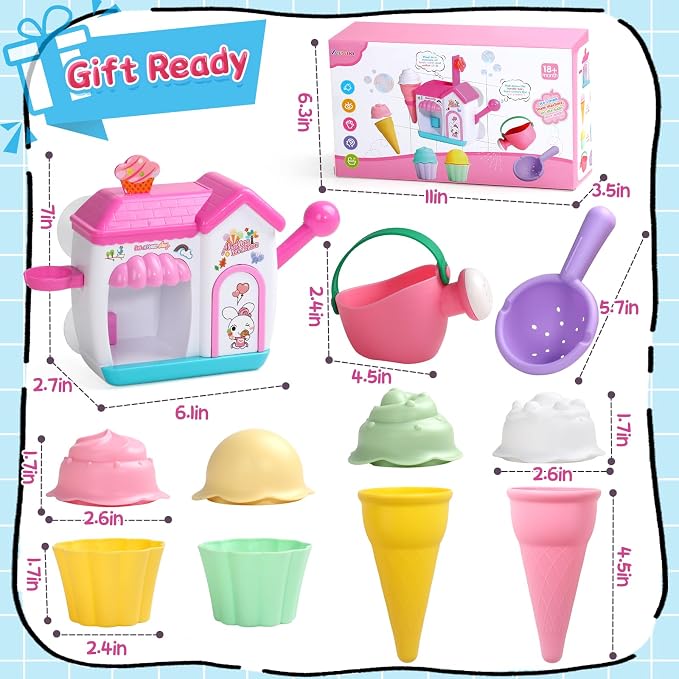 Bath Toys for Kids Ages 4-8 Ice Cream Foam Maker Bubble Pretend Play Cake Set Bath Toys for Toddlers 3-5 Bathtub Water Toy Birthday Gifts for 3 4 5 Year Old Girls Boys