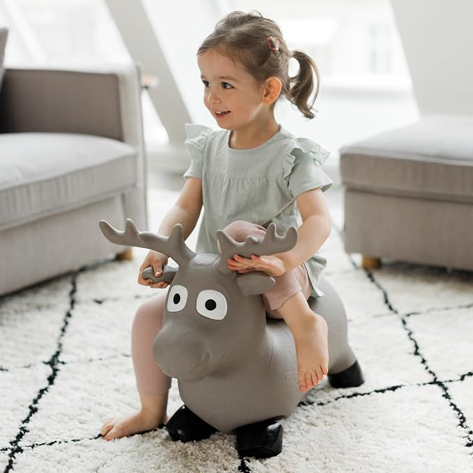 Kindsgut Bouncy Animal Hopper – Inflatable Bouncing Ride-On Toy for Kids & Toddlers Age 2+, Designed in Germany, Indoor & Outdoor, Moose