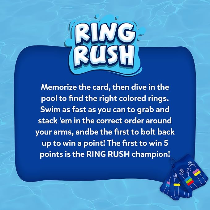 Skillmatics Ring Rush Diving Toys – Underwater Search & Find Game, Pool Diving Rings, Swimming Pool Toys for Kids, Summer Outdoor Water Games, Gift for Boys & Girls Ages 6, 7, 8, 9 & Up