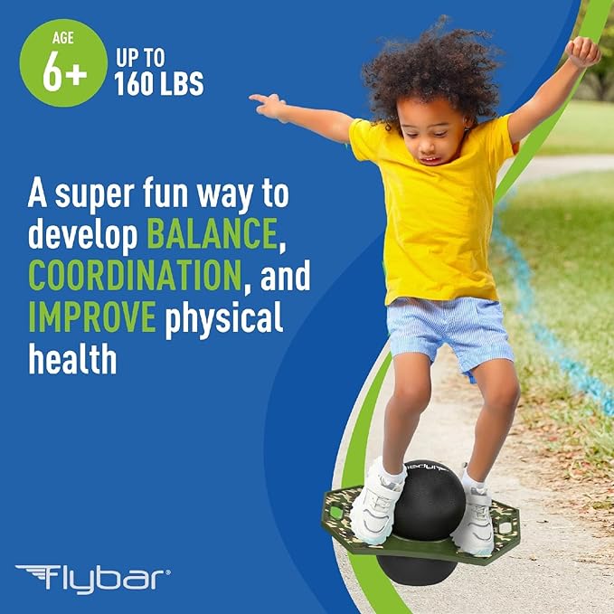 Flybar LED Pogo Trick Ball for Kids Balance Bounce Board w/Anti-Slip Deck