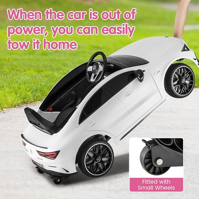 Costzon Ride on Car, 12V Licensed Mercedes-Benz Kids’ Electric Vehicles with Parent Remote, Rocking Function, Music & Horn, LED Headlights & Soft Start, Battery Powered Kids Car Toy for Ages 3+(White)