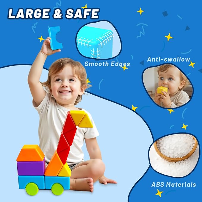 Pairez Toys Magnetic Building Blocks, Large Magnetic Blocks in Multiple Shapes, Creative Building Toys for Preschool Learning, Montessori & Sensory Magnet Toys for Kids Ages 4-8 (36 PCS)