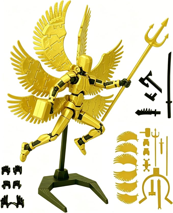 2026 New Assembly Required-Titan 13 Action Figure,Dummy Robot 13 Action Figures Set,3D Printed Multi-Jointed Action Figures,Nova 13 Action Figure for Collectors Desktop Decorations(Gold Angel)