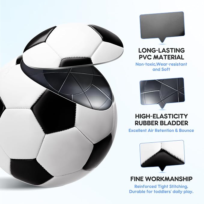 INPODAK Soccer Ball Size 3 Size 2 for Toddlers Kids 1-3 3-8, 1 or 2 Pack Cartoon Small Dinosaur Unicorn Soccer Ball Gifts for Girls Boys, Indoor Outdoor Sports Play Toys Birthday Gifts with Pump