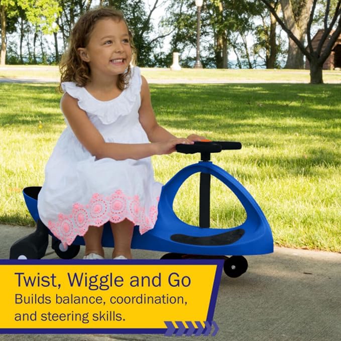 Wiggle Car - Ride on Toy for Ages 3 and Up - Toddler Ride on Toys with no Batteries, Gears, or Pedals Just Twist, Wiggle, and Go by Lil’ Rider (Blue and Black)