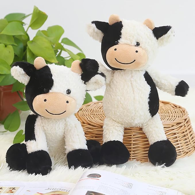 BSVOME 11.8 inches Cow Stuffed Animal Soft Plush Cute Cow Doll for Boys Girls
