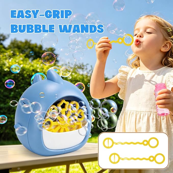 Aooess Shark Bubble Machine for Kids Age 4-8: Automatic Bubble Blower Machine Toy Cute Animal Bubble Maker Toy for Toddlers Boys Girls Age 3+, Summer Outdoor Party Birthday Gift, Blue