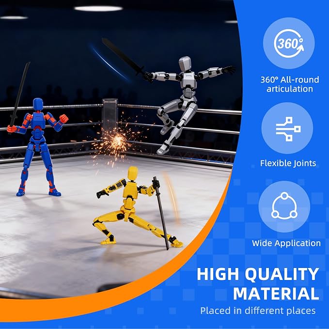 T13 Action Figure Set, 6PCS Already Assembled, Movable Multi-Joints | 3D Printed, Upgraded Tight Joints, for Stop-Motion Animation & Creative Display, Multiple Interchangeable Hands & Weapons