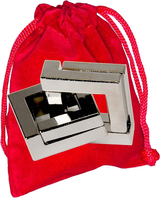 VERSAINSECT a Cast Metal Brain Teaser Puzzle Level 6 Difficulty Rating Bonus Red Velveteen Drawstring Pouch Bundled Items