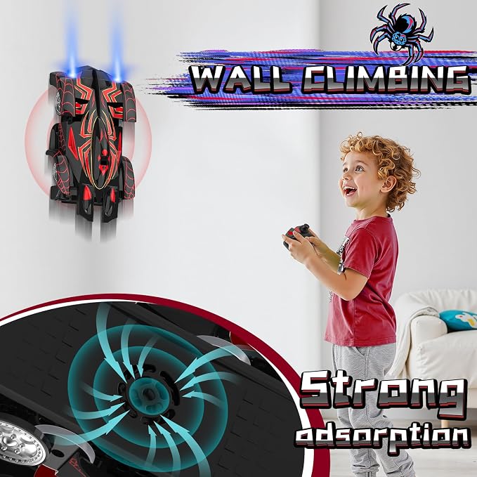 Wall Climbing Remote Control Car, 360° Rotating RC Stunt Car with Headlight, Rechargeable RC Cars Toys for 3 4 5 6 7 8-12 Year Old Boys Girls Kids