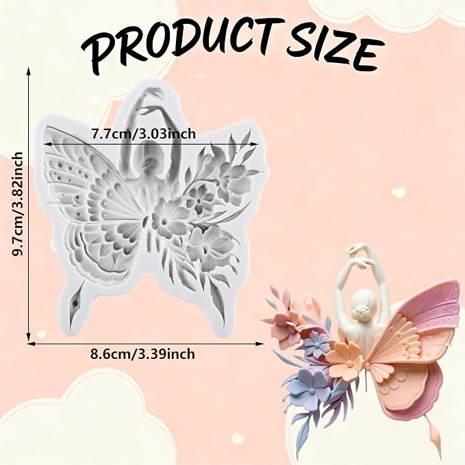 Butterfly Fairy Polymer Clay Molds Flower Fairy Silicone Mold for DIY Crafts Epoxy Resin Casting Polymer Clay Tools Craft Air Dry Jewelry Making