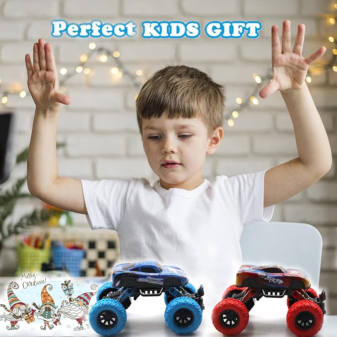 Pull Back Cars for Kids, Monster Trucks Toys for 3 Year Old Boys, Alloy Toy Car Toy Trucks for Boys Girls Toddler Inertia Cars Birthday Gifts