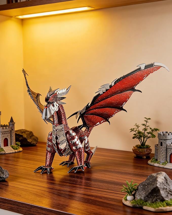 Piececool 3D Metal Puzzle Black Dragon Metal Model Kits for Adults, Interactive DIY Building Model,Great Birthday New Year Gifts for Adult Men Teens 14+
