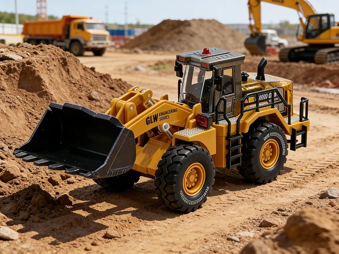 Construction Trucks Toy 1:40 Semi-Alloy Simulation Model Lights & Sounds Educational Engineering Vehicle for Kids Bulldozer