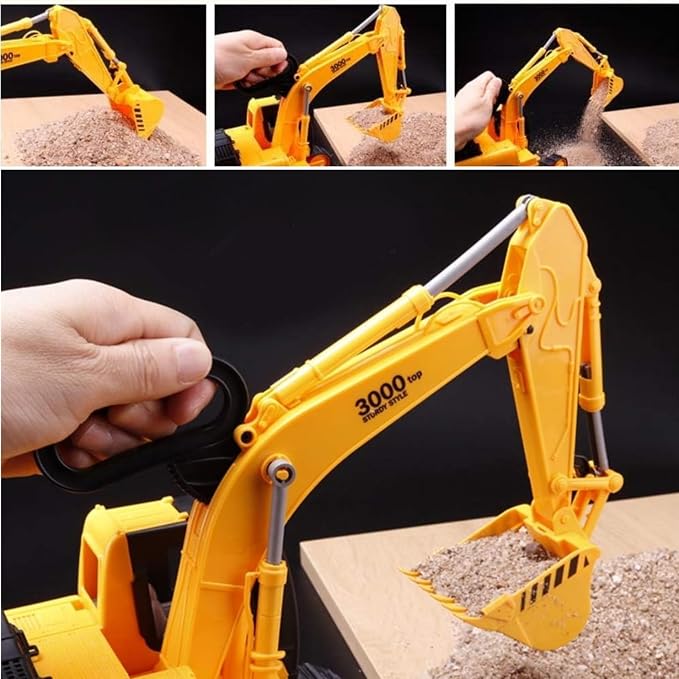 Liberty Imports 15" Oversized Construction Truck Toys for Kids – 1:22 Scale Friction Powered Vehicles with Realistic Moving Parts (Excavator)
