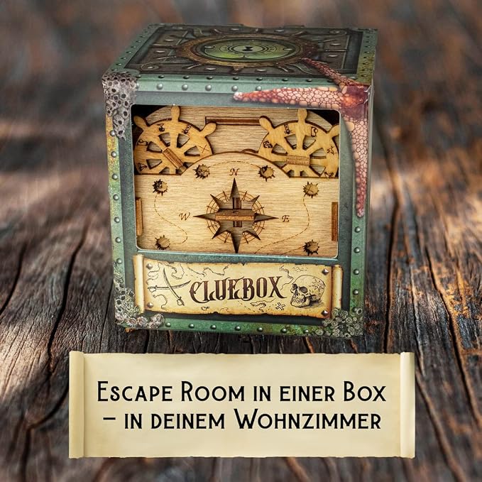 iDventure Cluebox - Davy Jones Locker - Escape Room Game - Pirate Puzzle Box - Gift Box - 3D Wooden Puzzle for Adults - Wooden Jigsaw - Brain Teaser - Birthday Gift Gadget for Men - Money Box