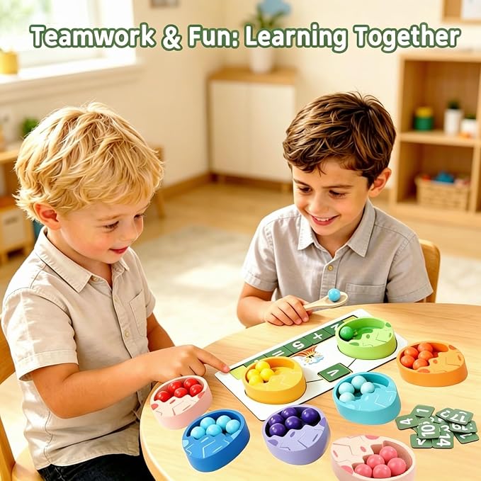 Kids Learning Toys Set, Montessori Math Game for Toddlers, Number Counting Toy Color Sorting Activities, STEM Toys for Preschool 3+ Boys Girls Birthday Gift