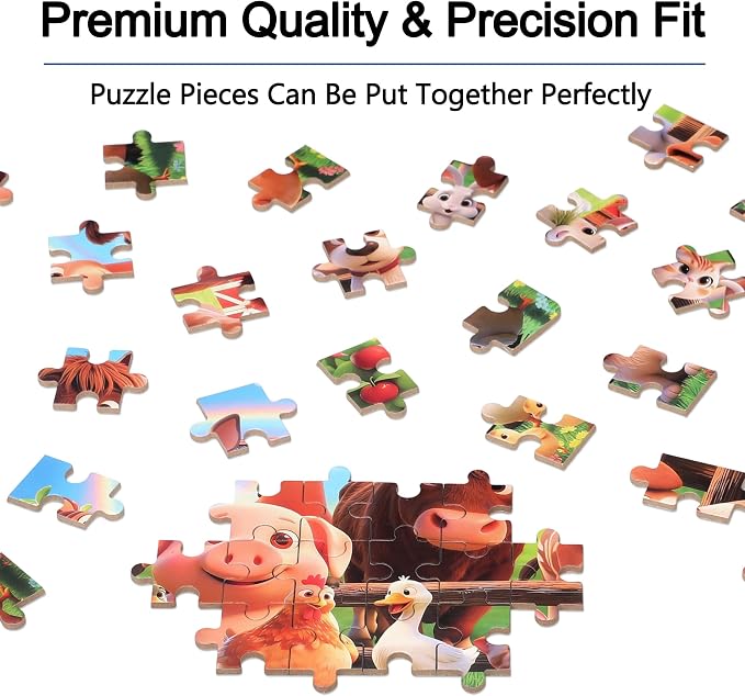 LELEMON Puzzles for Kids Ages 4-6,Farm 60 Piece Puzzles for Kids Ages 6-8 in a Metal Box,Children Jigsaw Puzzles Kids Puzzles,Educational Learning Puzzle Toys for Girls and Boys