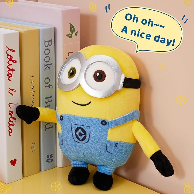 MINISO 8" Minions Stuffed Animals Plush Toys (Bob), Cute Sleeping Bedding Stuffed Animals Kawaii Plushies Pillow for Kids Toddler Toys Boys Girls