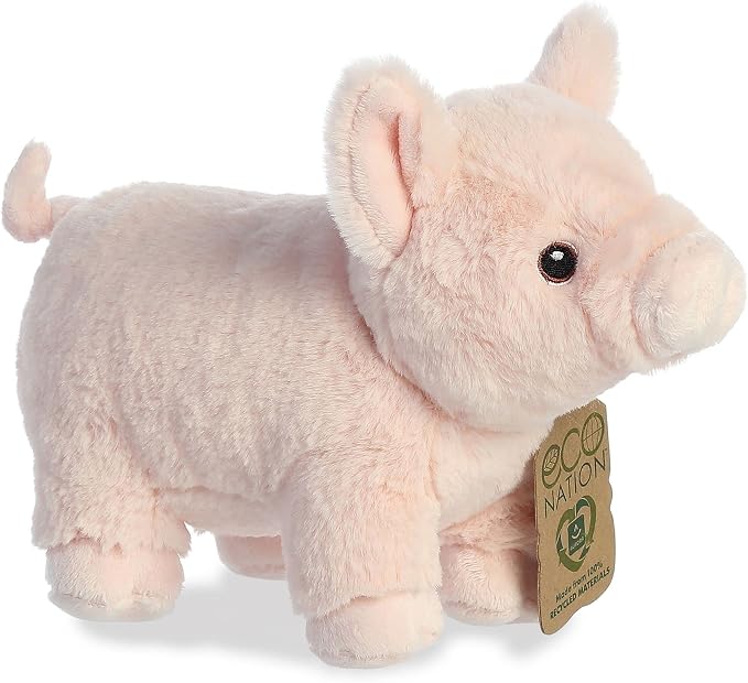 Aurora® Responsibly Made Eco Nation™ Pig Stuffed Animal - Ideal for Playtime Adventures - Perfect for Birthdays or Just Because - Pink 9.5 Inches