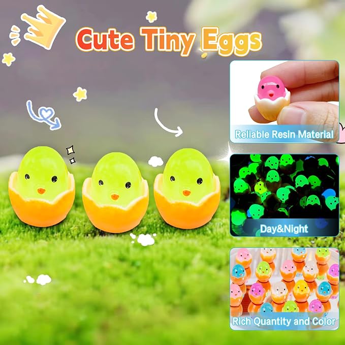 50 Pcs Mini Glow in the Dark Resin Chick Figures Blind Bag Mystery Set – Random Styles Collectible Toys for Kids, Easter Decorations, Party Favors, DIY Crafting, and Home Decor