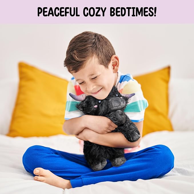 Happy Fuel Highland Cow Microwavable 1.5lbs Unscented Heating Pad for Women & Kids- Cute Soft Cozy Pillow Plush Heatable Warm Stuffed Animals- Kawaii Hot & Cold Plushie Toy- Cow Gifts for Girls & Boys
