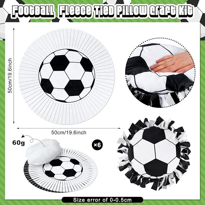 Weysat 6 Sets Soccer Fleece Tied Pillow Craft Kit DIY No Sew Soccer Pillow Gifts with PP Cotton for World 2026 Sports Theme Party Game Day Room Decor World Fans Gifts