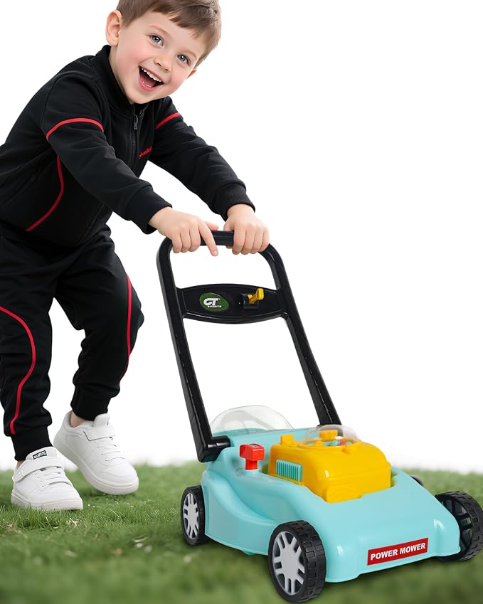 Kids Lawn Mower with Realistic Grass-Cutting Action and Sounds – No Batteries Required | Fun Outdoor Push Toy, Birthday Gift & Holiday Present for 3, 4, 5, 6 Year Old Boys and Girls (Blue)