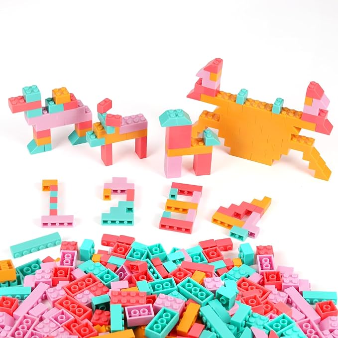 Building Bricks 500 Pieces Set,Classic Colors Building Blocks Toys,Compatible with All Major Brands,Birthday Gift for Kids