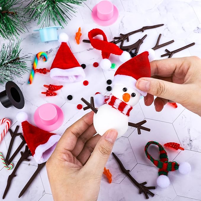 Aneco 9 Pack Christmas Snowman DIY Craft Kit Build Snowman Air Dry Clay Christmas Gift Decor Modeling Clay Winter Game for Holiday Party Home Supplies