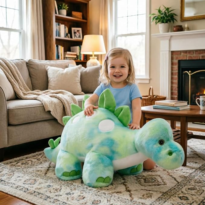 Giant Dinosaur Stuffed Animal for Girls,Large Dinosaur Plush Toys,31.5Inch Big Dino Plushies,Green Cute Stegosaurus Stuffy,Dino Pillow Christmas,Valentine's,Thanksgiving,Easter,Birthday Gifts