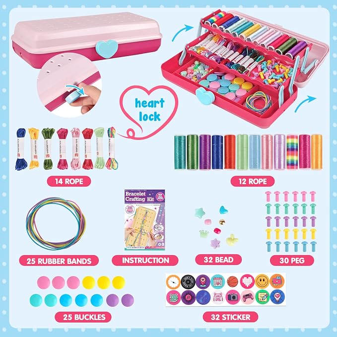 TingingYuli Friendship Bracelet Making Kit for Girls Ages 8-12, DIY String Bracelet Maker with 3-Layer Storage Box, Jewelry Making Kit Arts and Crafts Toy Gift for Kids Ages 6-12