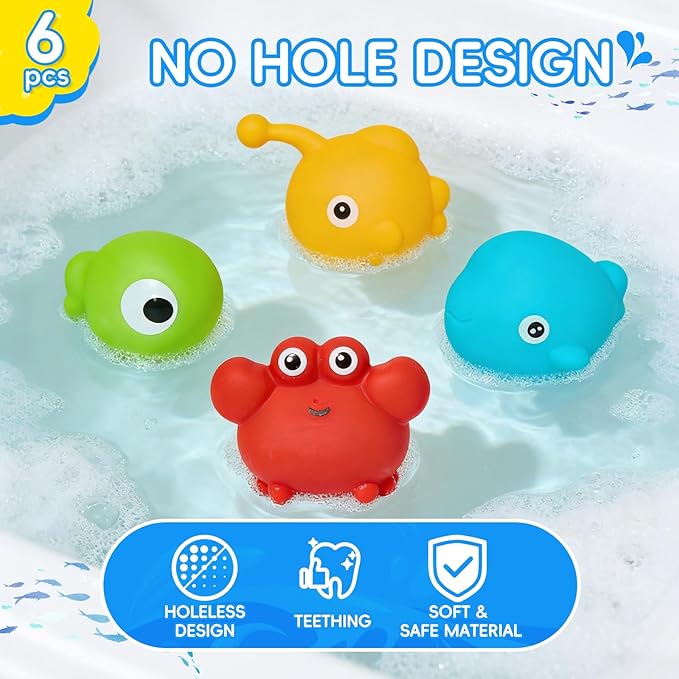Baby Bath Toys for Kids Ages 1-3, 17PCS Mold-Free No Hole Bath Toys, Pool Water Table Toys, Toddler Bath Toy Set with Whale Sprayer, Boats & Stacking Cups, Easy Clean Bathtub Toys Girls Boys Gifts