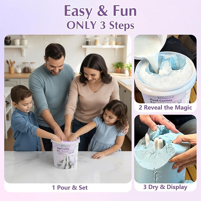 LUVTRACE Hand Casting Kit fot Family&Couples Easy DIY Plaster Mold Kit Practice Kit, Romantic Keepsake Gift for Anniversary, Wedding, Birthday, Valentine’s Day,Non-Toxic,Safe for Adults