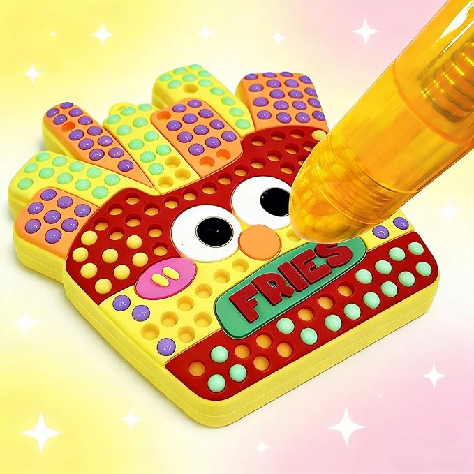 VattaFrast DIY Bead Art & Mosaic Kit for Kids Ages 4-12 Complete Craft Set with 15PCS Colorful Templates Fun Stencils Bead Pens Creative Arts Crafts Activity for Boys Girls