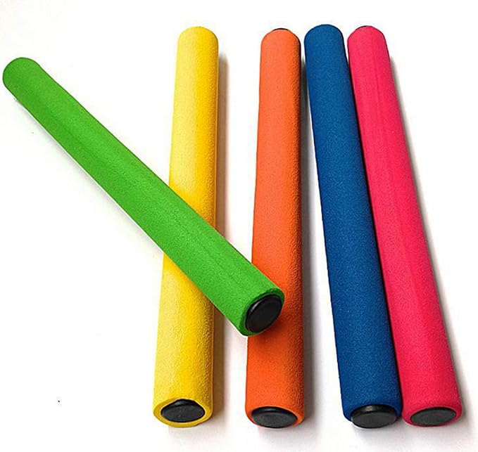 Kikeep Track and Field Relay Batons Sticks Assorted Color Relay Running Race Batons Sticks Foam Relay Running Baton 5 Pack Track & Field Sticks