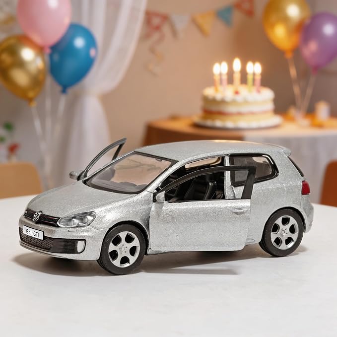 Volkswagen Golf GTI Toy Car 1/36 Model Car Toys Car Metal Collect Car with Pull Back for Boys Children Age 3 + Year Old Festival Gift(Silver)