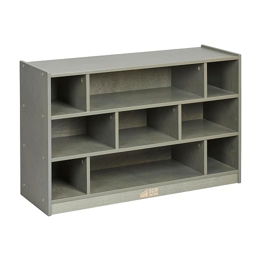 ECR4Kids Mobile Building Block Storage Cabinet, Medium, Classroom Furniture, Grey Wash