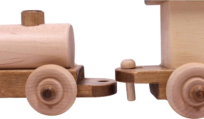 Wooden Train Toy Play Set - 24" Long - CPSIA-Approved Finish (Harvest Stain and Natural)