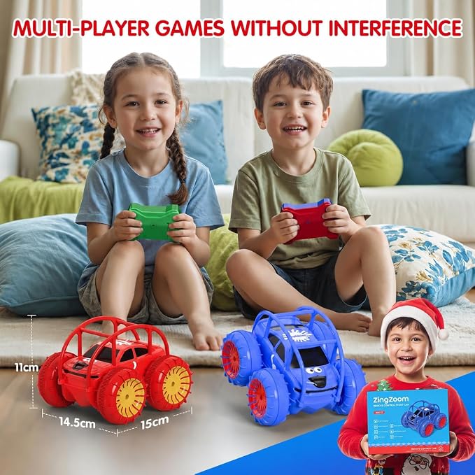 Remote Control Car, Fast Direct Charging RC Cars Amphibious 360° Rotating LED Rechargeable Stunt Car 2.4Ghz 4WD All Terrain RC Race Cars Toy Christmas Birthday Gift for Kids Boys Girls Aged 3-12 years
