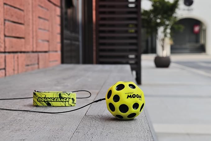 Waboba Bounceback Returning Yellow Moon Ball Hyper Bouncy Balls, Extreme Bounce and Fun, Super High Bouncing Ball for Active Play and Outdoor Games