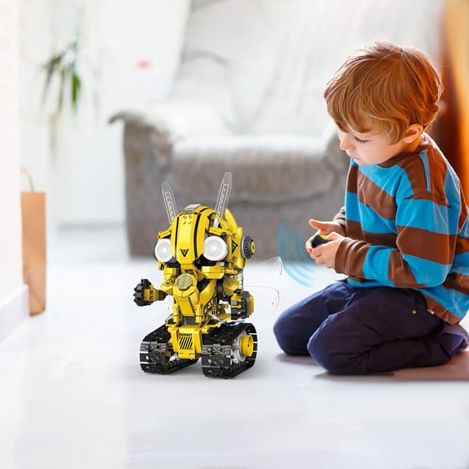 5-in-1 STEM RC Robot Building Blocks Kit, Educational Toys Age 6-12 | Remote & app controlled rechargeable motorized, 673pcs, LED light & sound, programming coding - birthday gift 7-10 yr