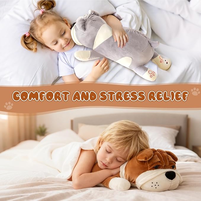 Giant 39 Inch Super Soft Plush Dog Pillow - Large Brown Stuffed Animal for Bed,Couch & Cuddling - Home Decor Gift for Adults & Kids