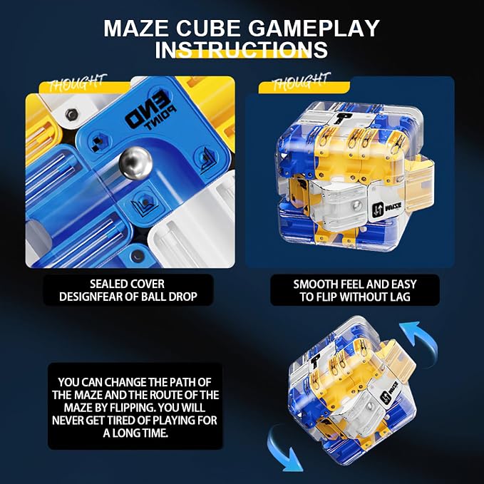 3D Cube Puzzles Fidget Toys - Brain Teaser Puzzles Toys Educational Learning Toys for Logical Thinking, Puzzle Maze Cube Easter Basket Stuffers Birthday Gifts (Blue)
