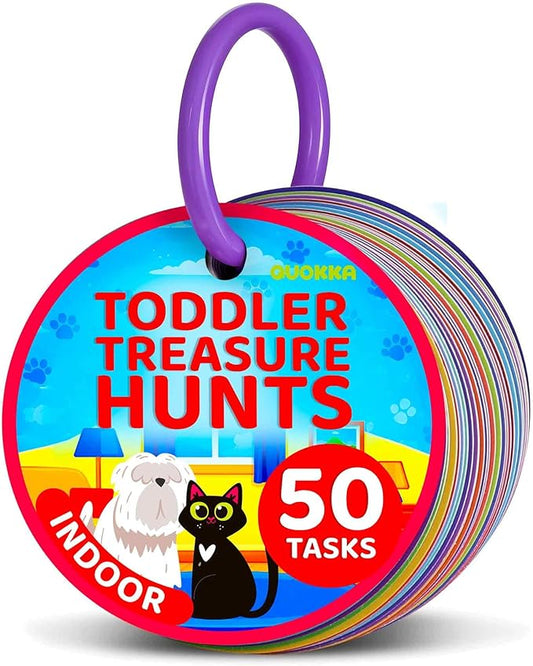 QUOKKA Scavenger Hunt Game for Toddlers 3-5 – 50 Toddler Activities Indoor Cards Game Set - Fun Educational Play for Preschool Boys and Girls and Early Development