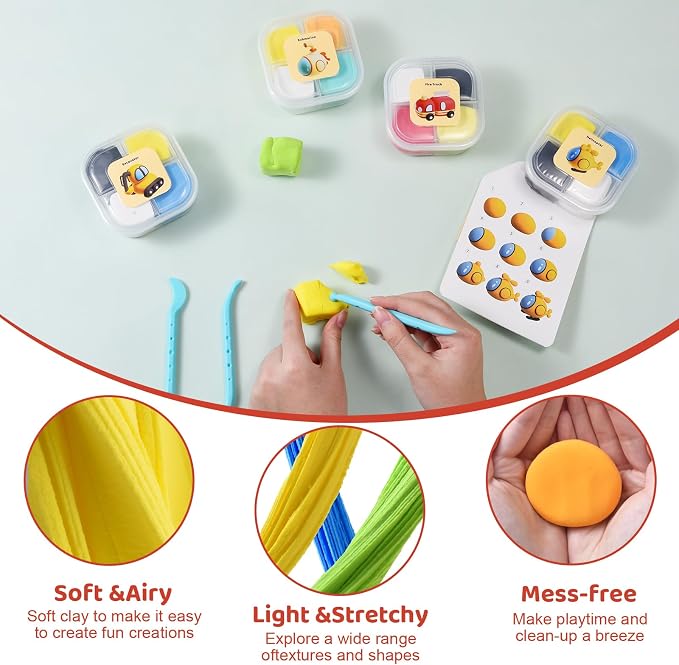 Both idea Air Dry Clay Kit, Car Theme | 12 Packs, Non-Toxic Kids Gift | School & Party: Perfect for classroom art activities, birthday party favors, creative family DIY, and holiday celebrations.